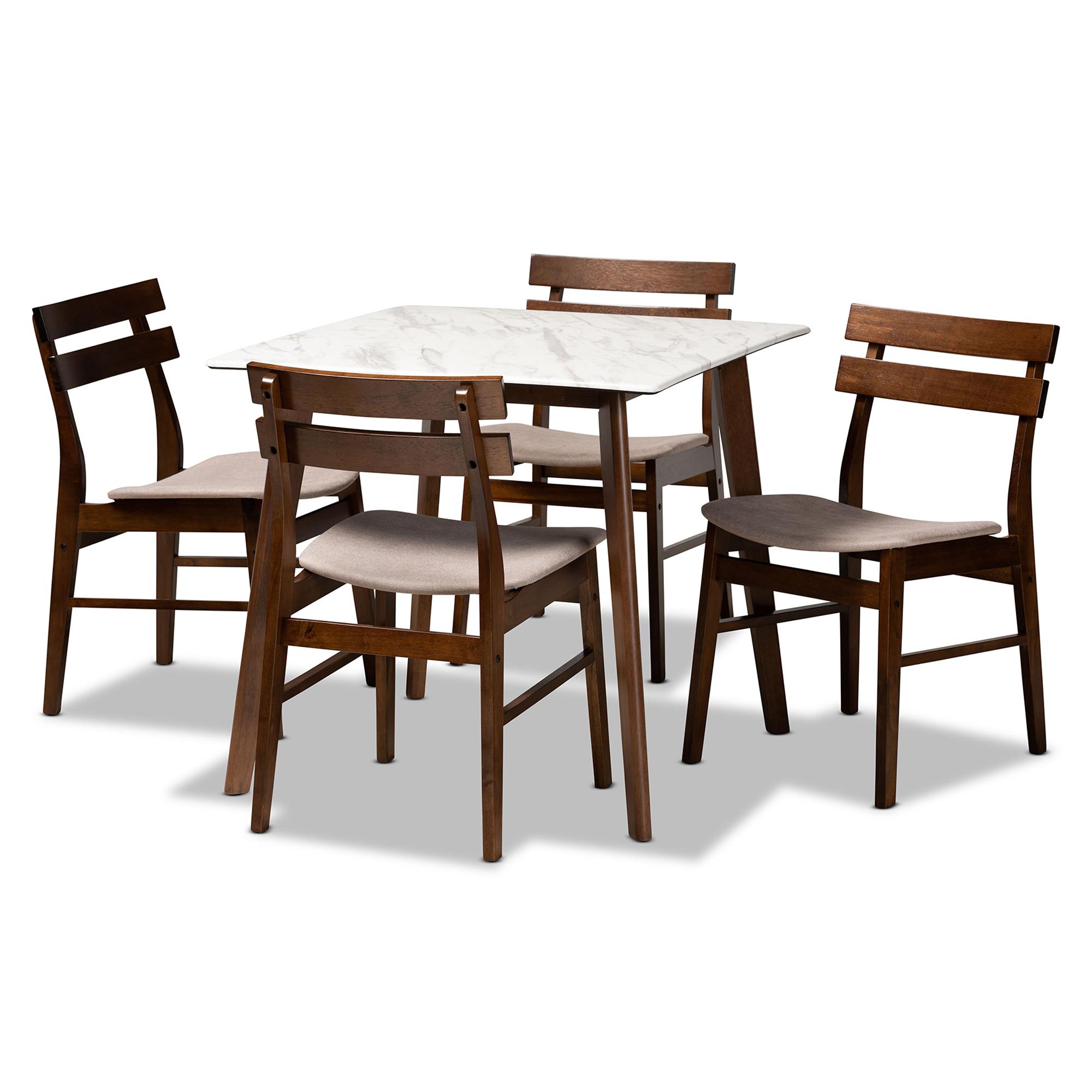 Baxton Studio Nicolette Modern and Contemporary Sand Fabric Upholstered and Dark Brown Finished Wood 5-Piece Pub Set